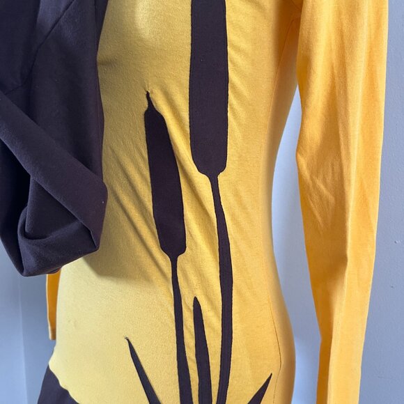 Global Goddess Goods Sz M Cattails Hoodie Cowl Neck Organic Cotton Knit Tunic - Picture 8 of 8